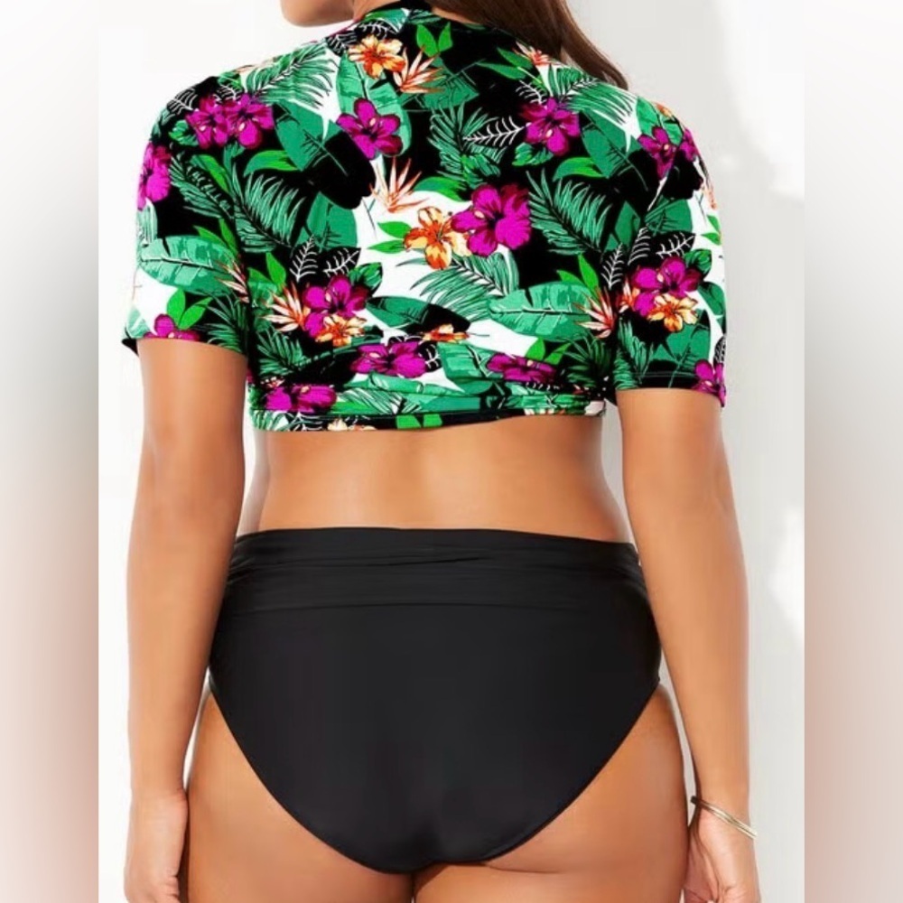 Swimsuits for All TIE FRONT CROP TOP COVER UP SET - Picture 3 of 6